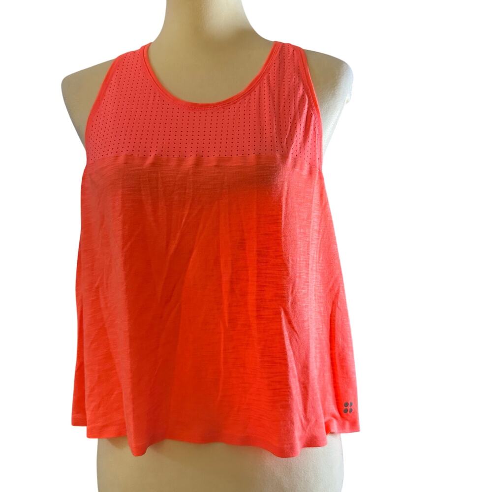 Sweaty Betty Breeze Short Running Vest, Neon Coral, Size XL